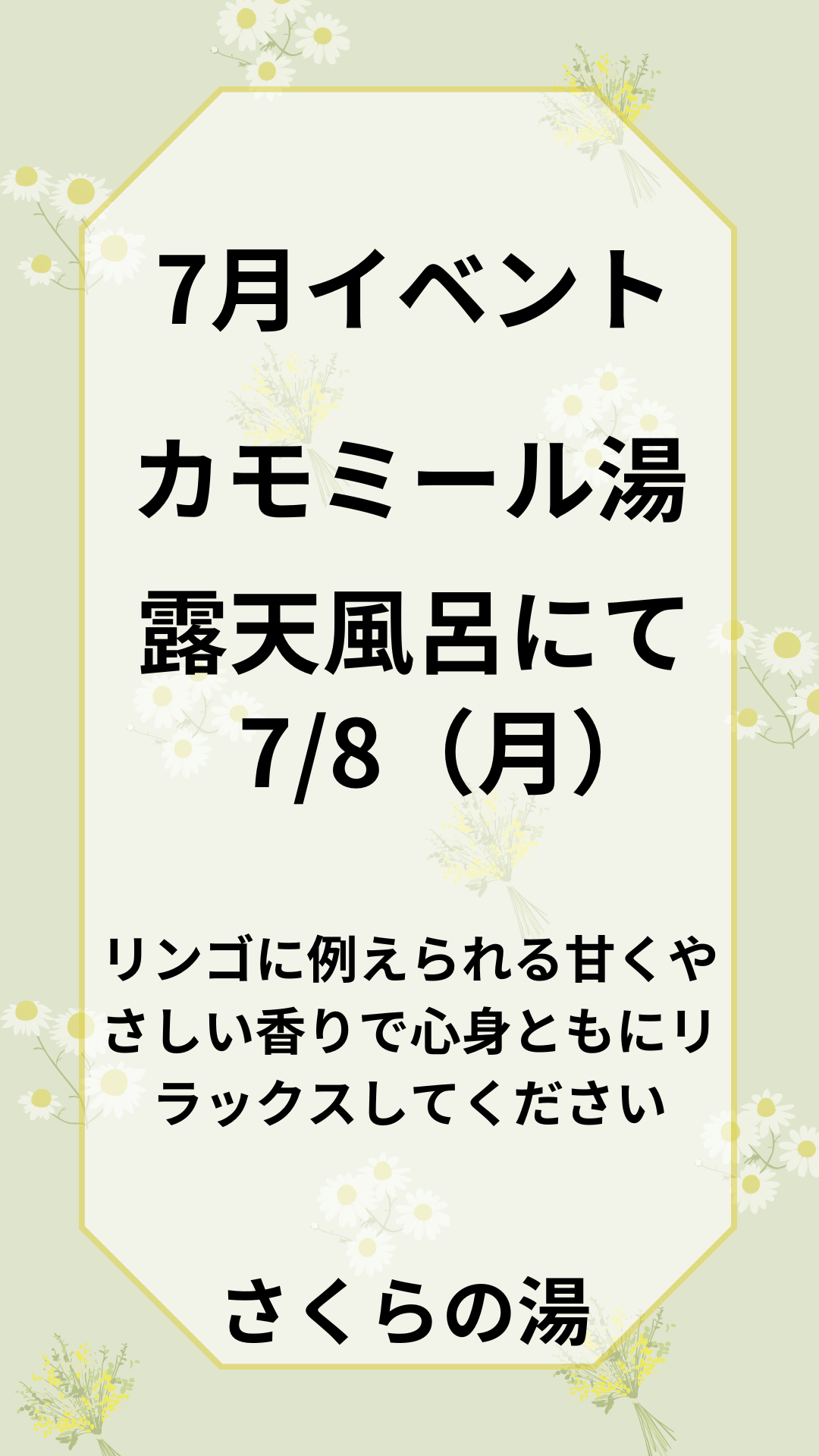 7月イベント　カモミール湯実施します！